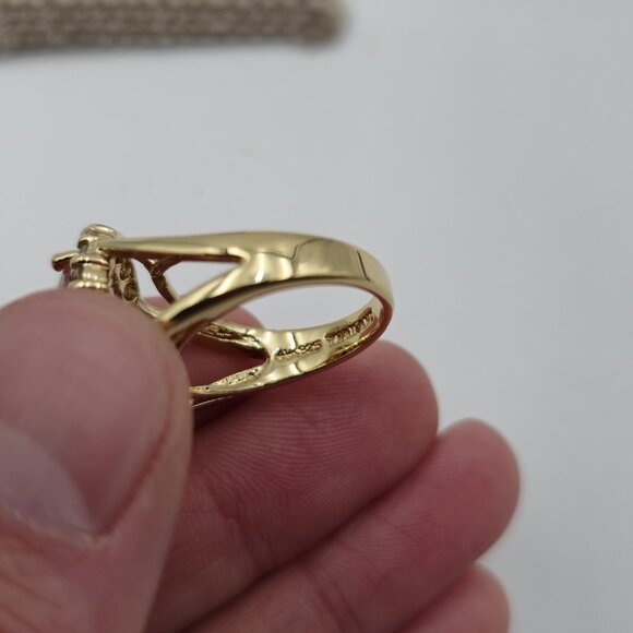 Size 8 Gold Plated Sterling Silver Pink Cubic Zirconia Gem Ring A3522 - Picture 6 of 9